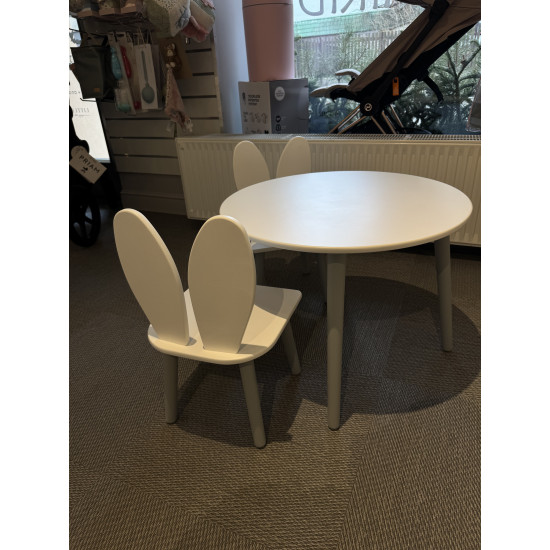 Mēbeļu komplekts apaļais galds + krēsli "Bunny" White/Grey